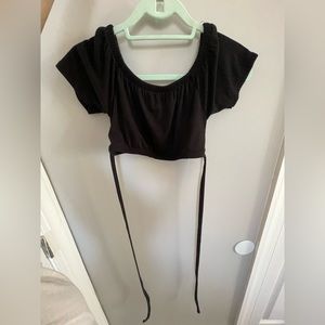 Black crop with tie around back